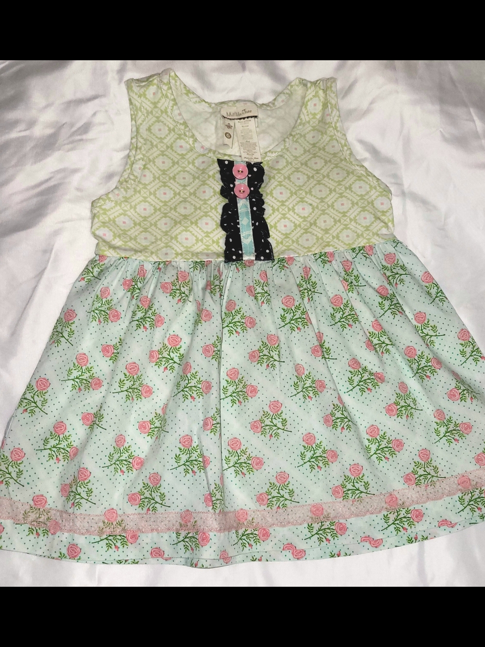 Matilda Jane Mint Green and Pink Floral Sleeveless Dress